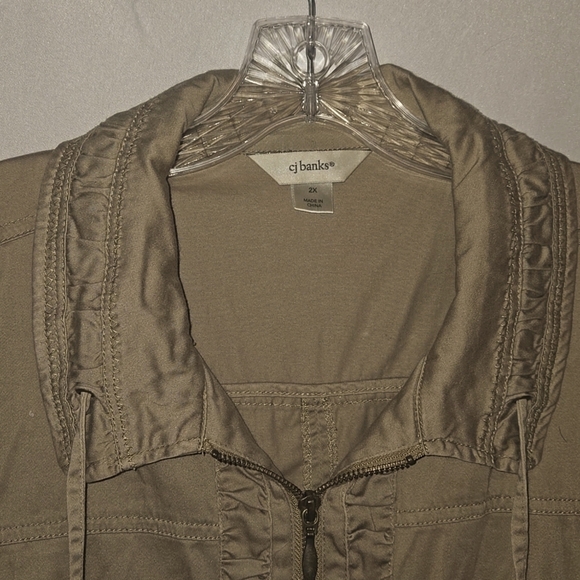 cj banks, Vest, 2X, Taupe, Beige Front Zip, Pockets, Elastic Waist, Lightweight - Picture 3 of 12